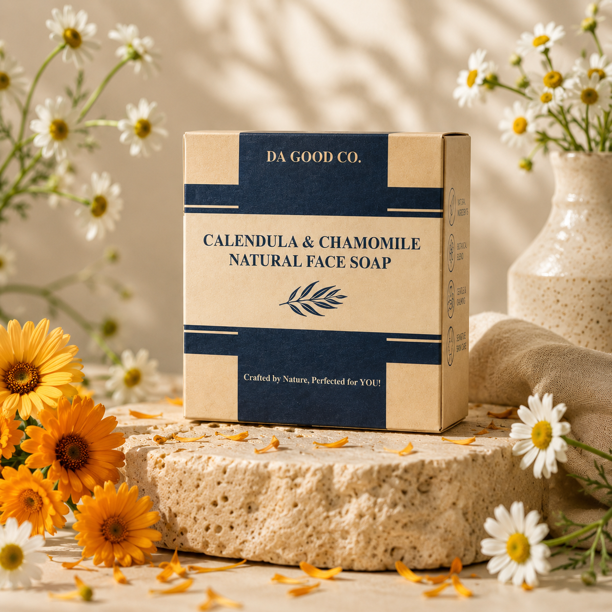 JABÓN PARA EL ROSTRO CALENDULA & CHAMOMILE NATURAL™ | Cuidado Suave para Piel Sensible