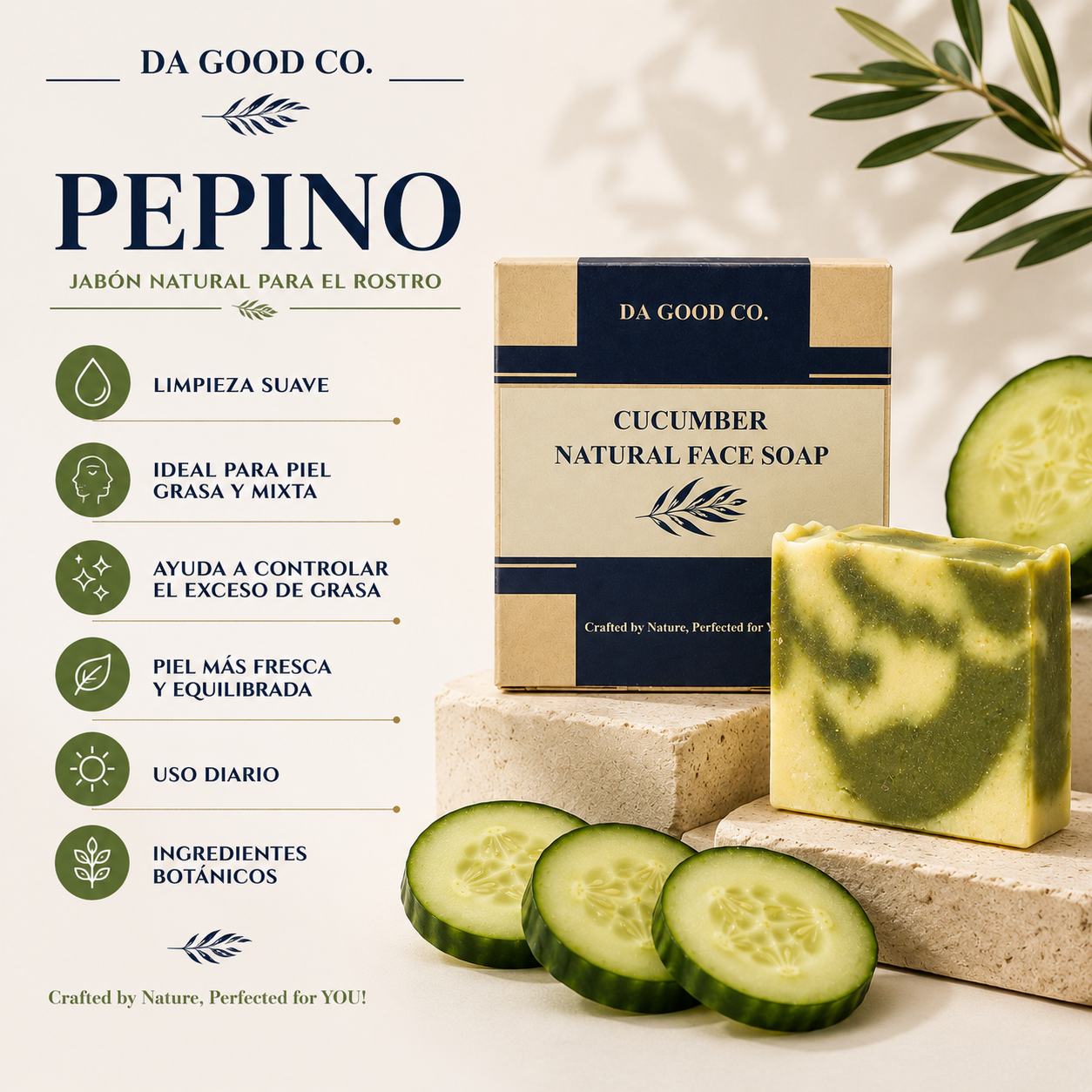 JABÓN PARA EL ROSTRO CUCUMBER NATURAL™ | Limpieza Equilibrada para Piel Mixta y Grasa
