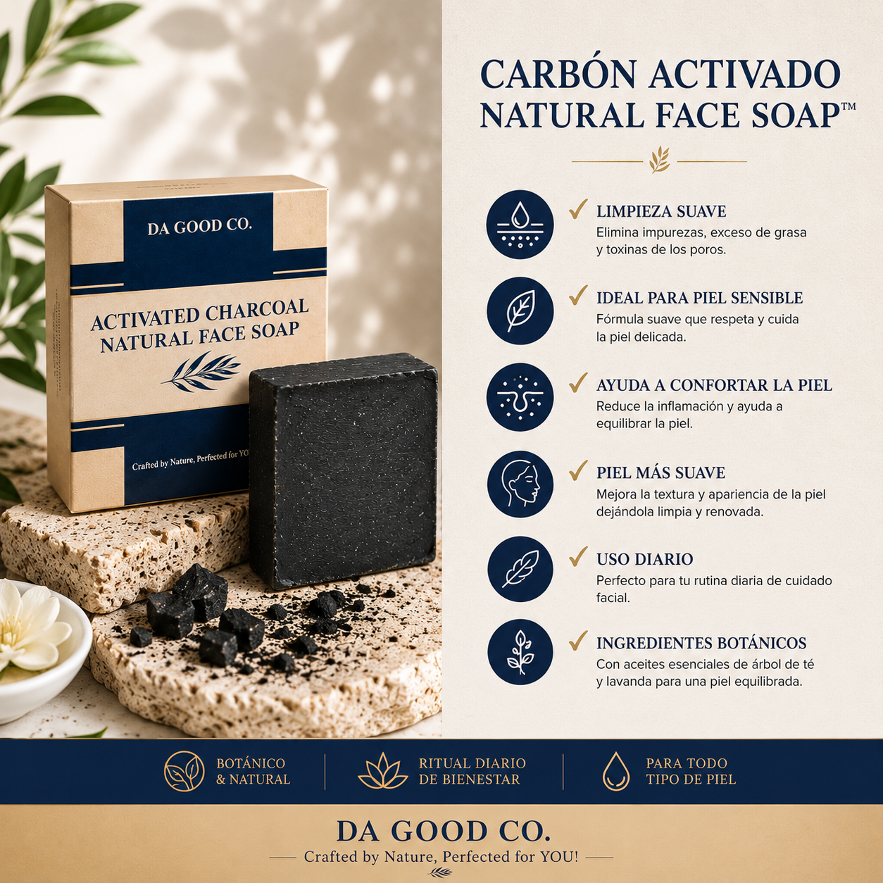 JABÓN PARA EL ROSTRO ACTIVATED CHARCOAL NATURAL™ | Limpieza Profunda y Equilibrio Diario