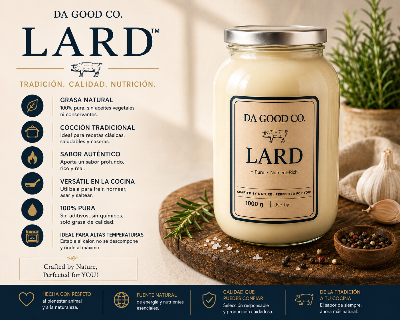 LARD - GRASA DE CERDO PREMIUM PARA COCINA TRADICIONAL