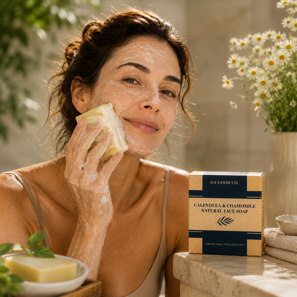 JABÓN PARA EL ROSTRO CALENDULA & CHAMOMILE NATURAL™ | Cuidado Suave para Piel Sensible